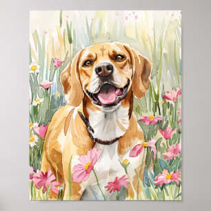 Beagle vattencolor hund wall Art-utskrift poster