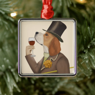 Beagle Vin Snob Julgransprydnad Metall