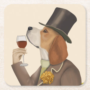 Beagle Vin Snob Underlägg Papper Kvadrat