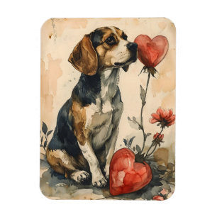 Beagle Vintage Valentindagen Magnet
