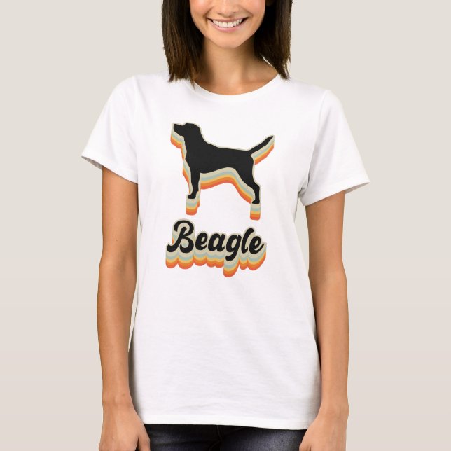 Beagle Vuntage Hund Silhuette T Shirt (Framsida)