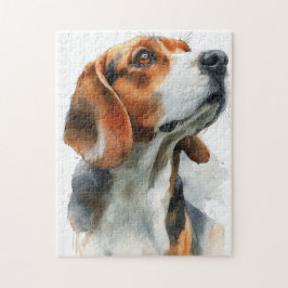 Beagle watercolor portrait pussel