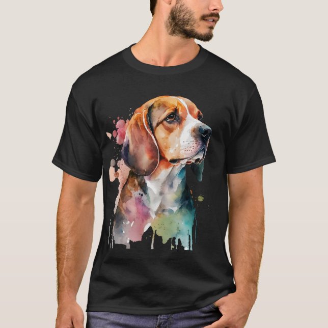 Beagle Watercolor Tshirt Design T Shirt (Framsida)