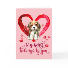 Beagle Watercolor Valentines day-kort