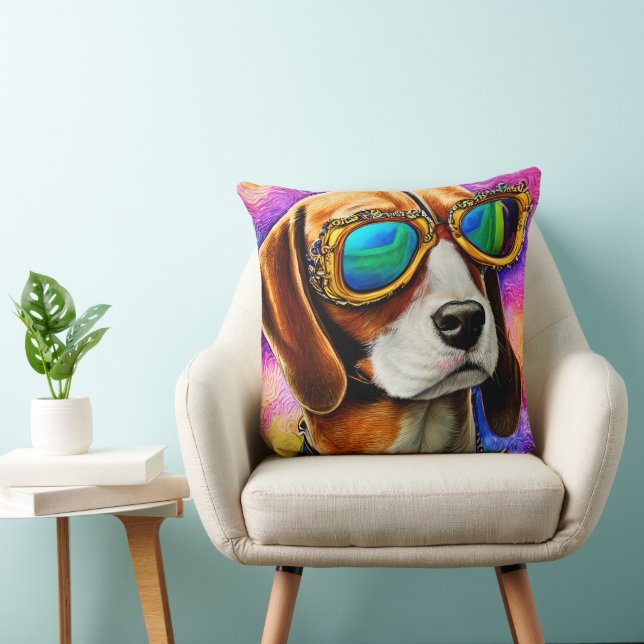 Beagle Wearing Sunglass Kudde (Stol)