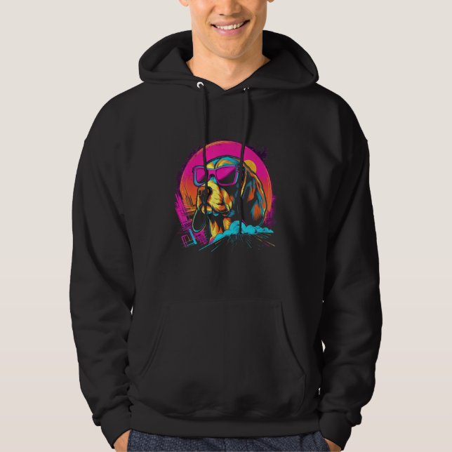 Beagle with Sunglasses Retro Design Hoodie (Framsida)