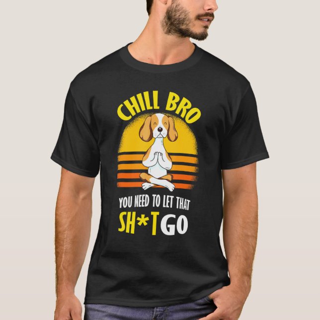 Beagle Yoga Avslappnad Bror T Shirt (Framsida)