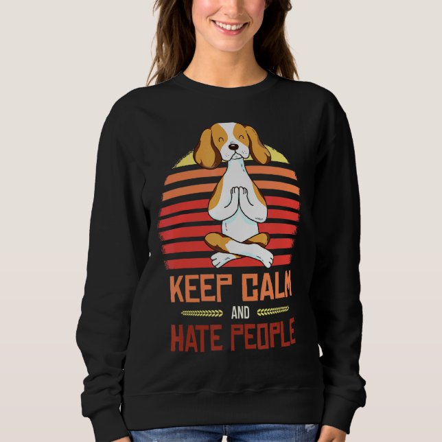 Beagle Yoga Behålla Lugn T Shirt (Framsida)