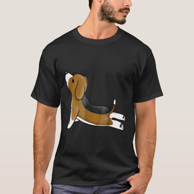 Beagle Yoga Hund T Shirt (Framsida)