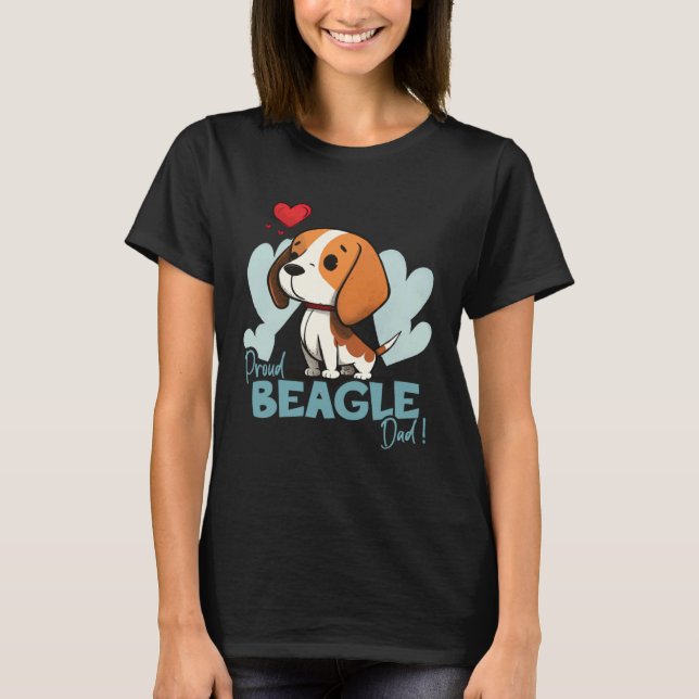 Beagledog With Heartdecoration Proud Beagledad T Shirt (Framsida)