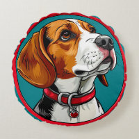 Beaglehund i en röd halsband