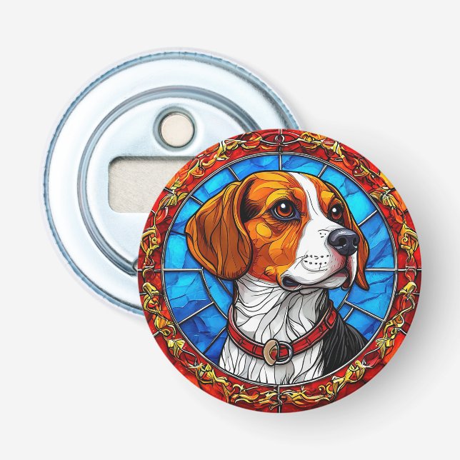Beaglehund i livfull glaskonst flasköppnare (Framsidan)