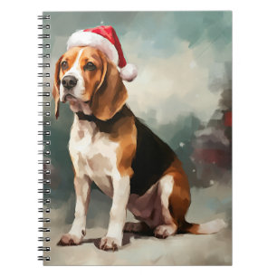 Beaglehund i snö jul anteckningsbok