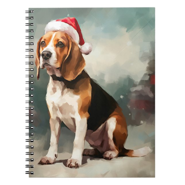 Beaglehund i snö jul anteckningsbok (Framsidan)