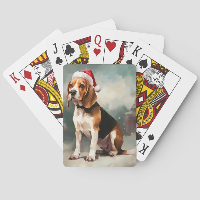 Beaglehund i snö jul  casinokort (Baksidan)