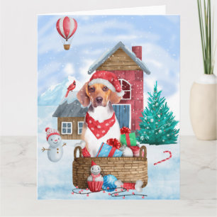 Beaglehund i snö Jul Hund Hus Kort