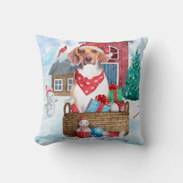Beaglehund i snö Jul Hund Hus Kudde (Framsida)