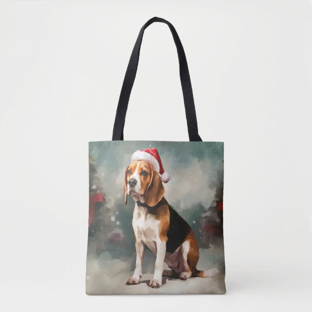 Beaglehund i snö jul tygkasse (Framsida)