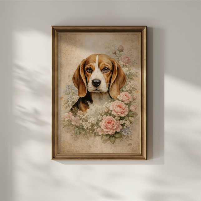 Beaglehund med rosor poster (Skapare uppladdad)