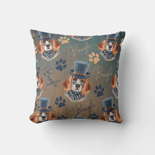 Beaglehund- och tass avtryckSteampunk stil, Kudde (Framsida)