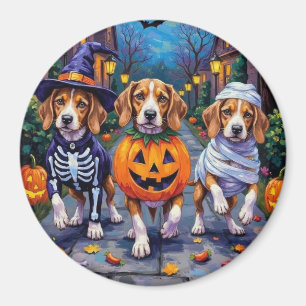Beaglehundar som går runt och bugar på Halloween Magnet