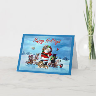 Beaglejul Santa och djurhälsningkort Helgkort