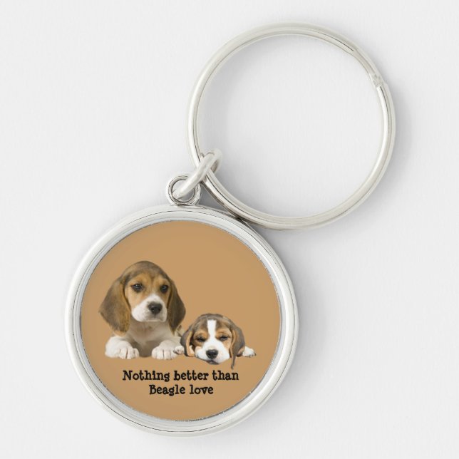 Beaglekompisar Keychain Rund Silverfärgad Nyckelring (Framsidan)