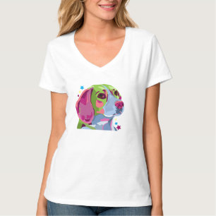 Beaglekvinna vuxen Jersey V-nacke Tshirt T Shirt