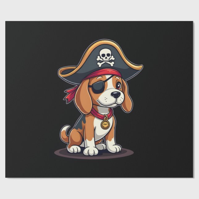 Beaglepiratkostym Jolly Roger-flagg Skallekors Presentpapper (Platt)