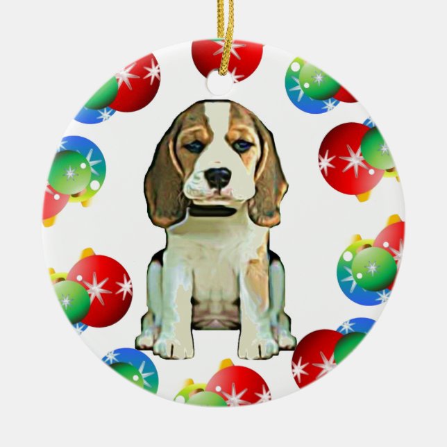 Beagleprydnad Julgransprydnad Keramik (Framsidan)