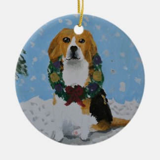Beagleprydnad Julgransprydnad Keramik