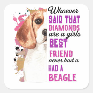 Beagles är en Rolig hund flickvän. Fyrkantigt Klistermärke