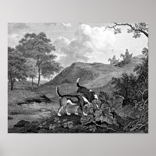 Beagles Black and White Vintage Art Poster (Framsidan)