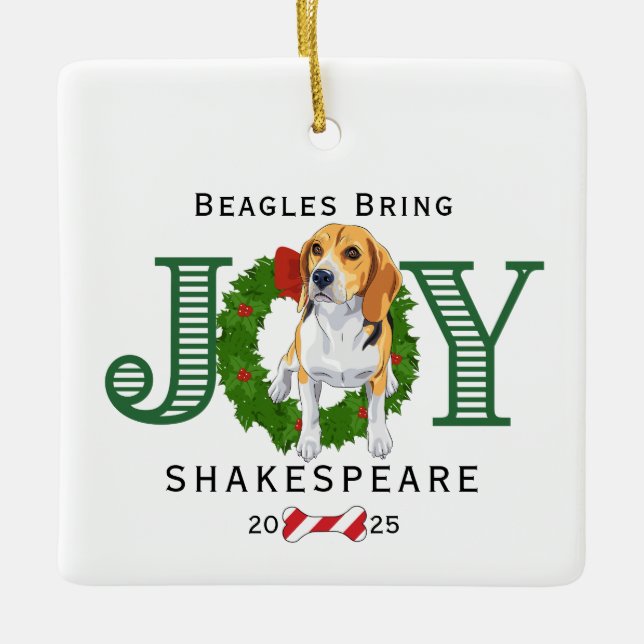 Beagles Get Joy Julgransprydnad Keramik (Framsida)