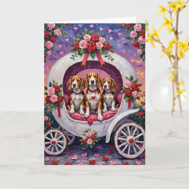Beagles Hund Alla hjärtans dag  Kort (Gul blomma)