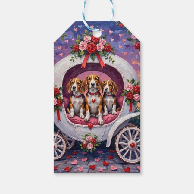 Beagles Hund Alla hjärtans dag  Presentetikett (Framsidan)