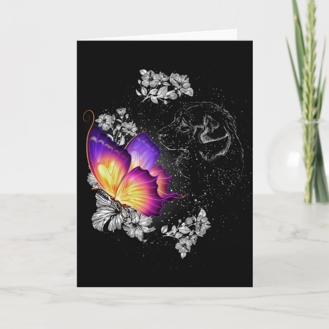 Beagles Hund Med Fjäril Hund I Himmel Minnesmärke Kort (Framsida)