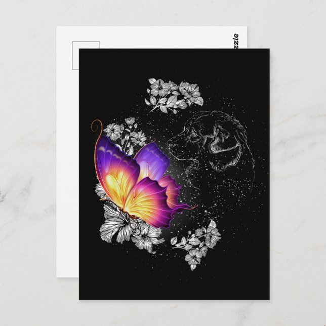 Beagles Hund Med Fjäril Hund I Himmel Minnesmärke Vykort (Fram/baksida)