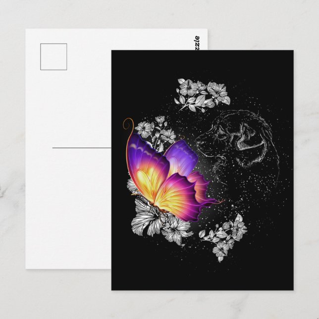 Beagles Hund with Butterfly Hund in Heaven Memoria Vykort (Fram/baksida)