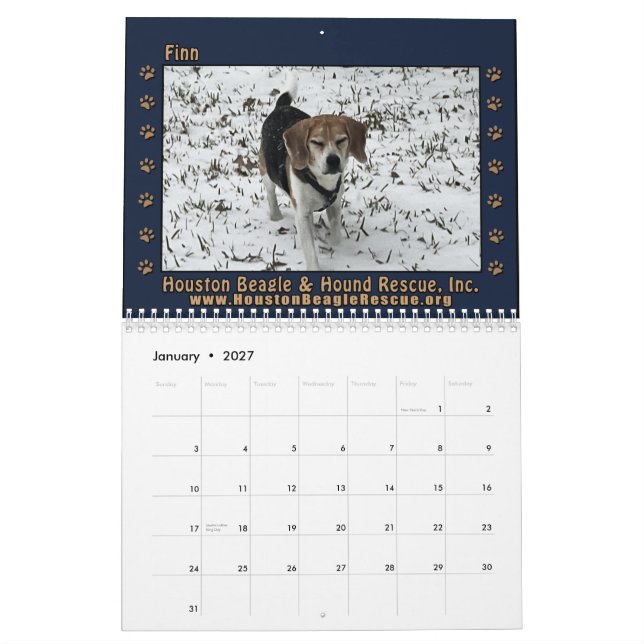 Beagles och kompisar 2026 kalender (Jan 2027)