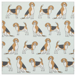 Beagles på Aqua Fabric Tyg