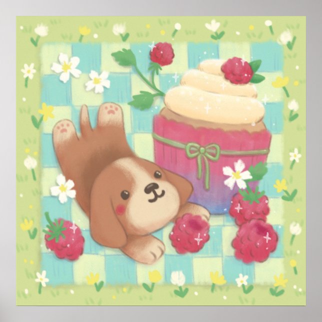 Beagles picknickdag med hallonmuffin poster (Framsidan)