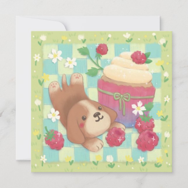 Beagles Picnic Day med Raspberry Cuppie Kort (Framsida)