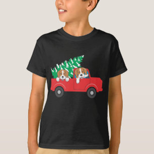 Beagles Riding A Red Lastbil Beagle Hund jul T Shirt