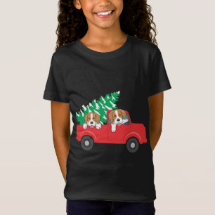 Beagles Riding A Red Lastbil Beagle Hund jul T Shirt