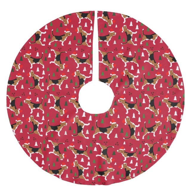 Beagles Santa Hat Julgran i Red Julgransmatta Borstad Polyester (Framsidan)