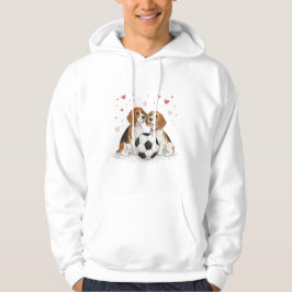 Beagles with soccer ball for Valentine's Day Hoodie