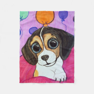 Beaglevalp med ballonger fleecefilt
