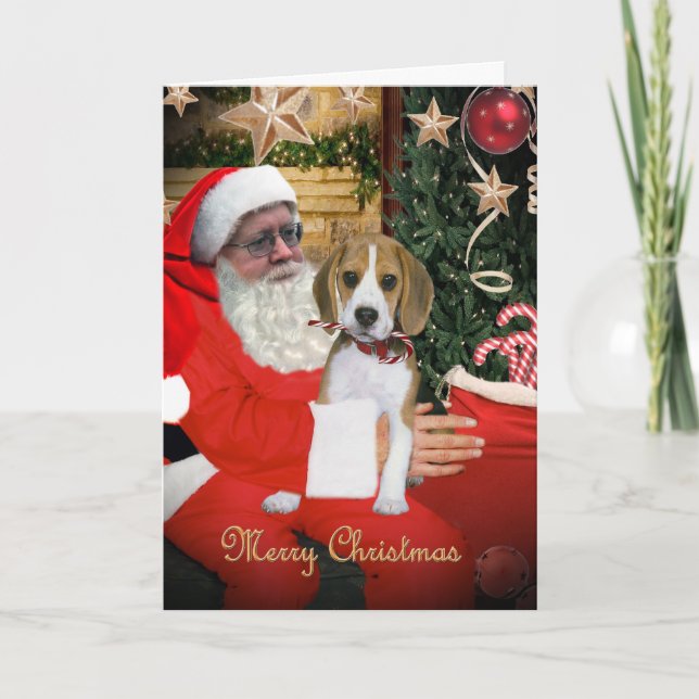 Beaglevalp på Santas varvkort Helgkort (Framsida)