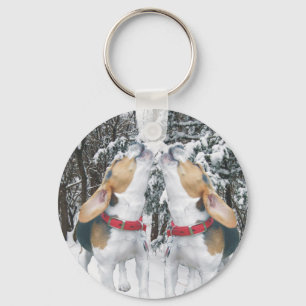 Beaglevalper som tjuter i skogen nyckelring